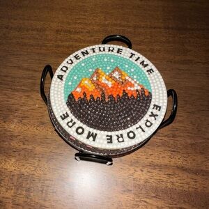 Handmade diamond painting cup coasters (6pk) coaster holder included